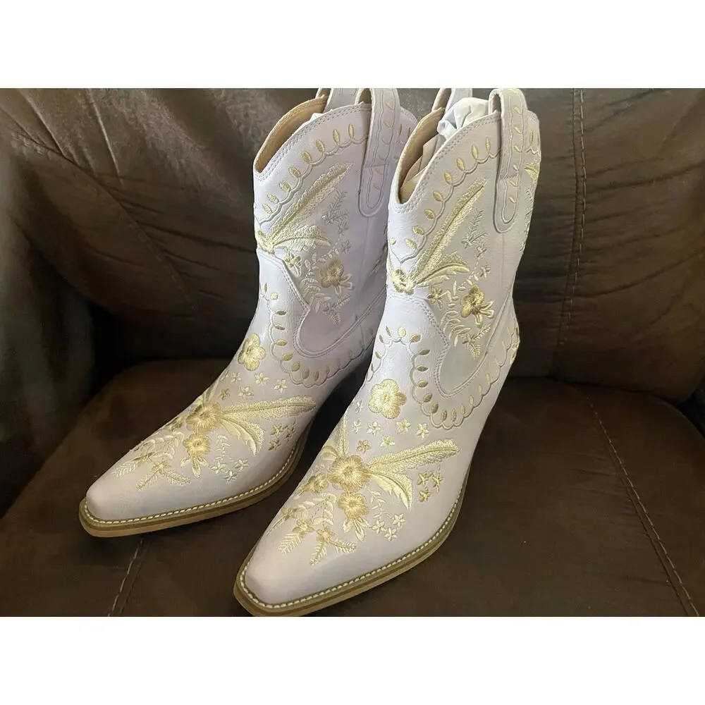 Mi.im Corral botanical Embroidered Lavender Western Boots Brand New Size 9 - Picture 7 of 9